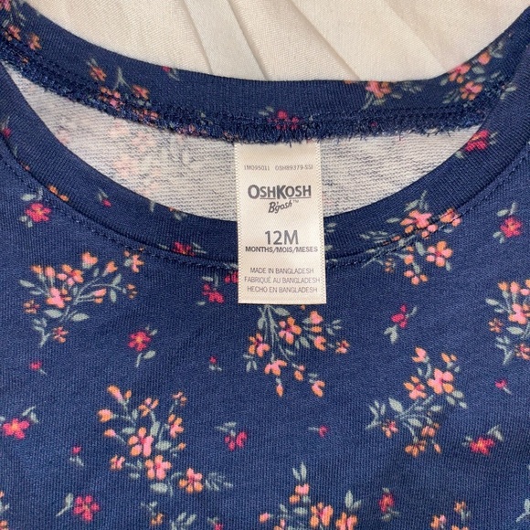 OshKosh B'gosh Blue Floral Sweater with Denim Ruffle - Picture 2 of 3